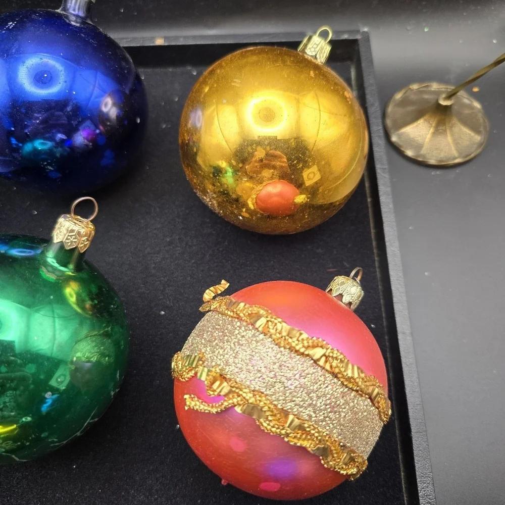 Mixed Lot Of 6 Large Vintage Glass Ornaments‎ 3.5